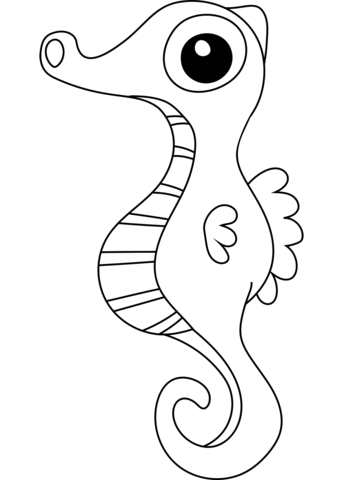 Cute Seahorse Coloring Page